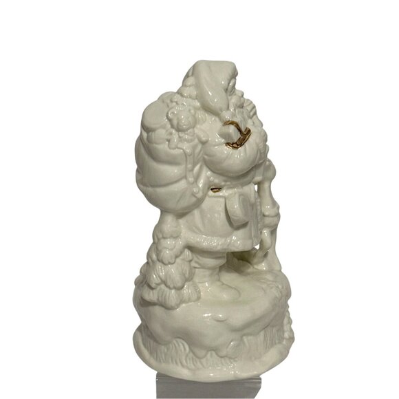 Vintage Trim A Home Porcelain Santa Figure With Deer & Tree Accents Christmas - Picture 5 of 6